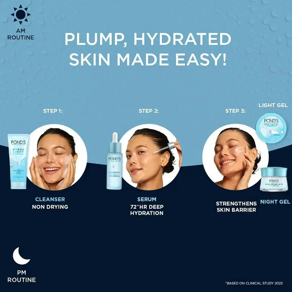 POND'S Hydra Light 2% Hyaluronic Acid Complex Serum – 28ml | 72 Hr Deep Hydration for Glowing, Plump Skin - Sellzova