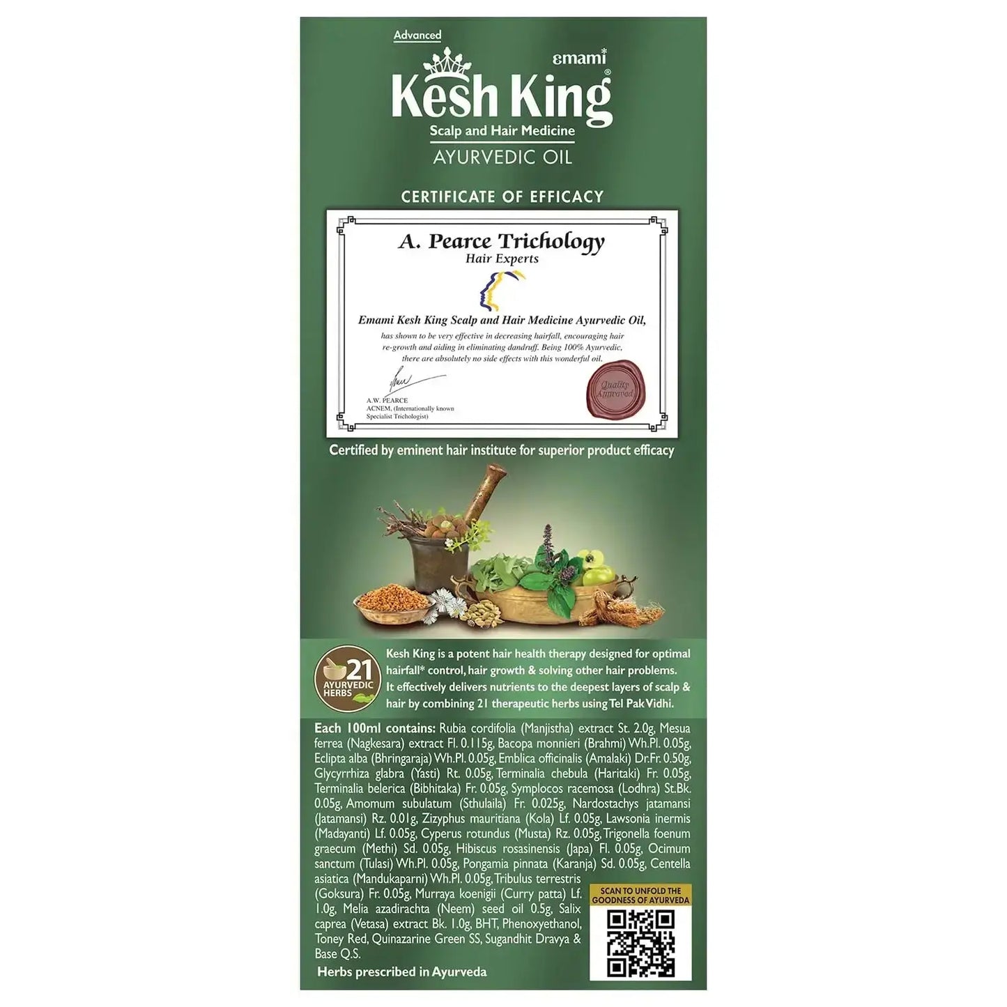 Kesh King Ayurvedic Hair Oil 300ml | Anti-Hair Fall Oil with 21 Herbs for Strong, Thick & Healthy Hair - Sellzova
