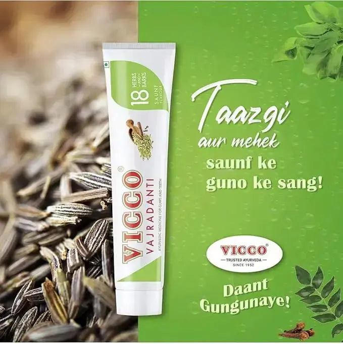 Vicco Vajradanti Saunf Flavour Toothpaste 160g (Pack of 2) – Ayurvedic Herbal Toothpaste for Strong Teeth & Fresh Breath - Sellzova