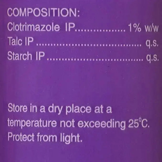 Purple label with medical composition details on a purple background