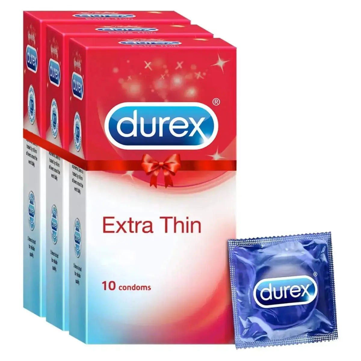 Durex Extra Thin Condoms – 10 Count (Pack of 3) | Ultra-Thin Latex Condoms for Maximum Sensation & Protection V2deliver.com