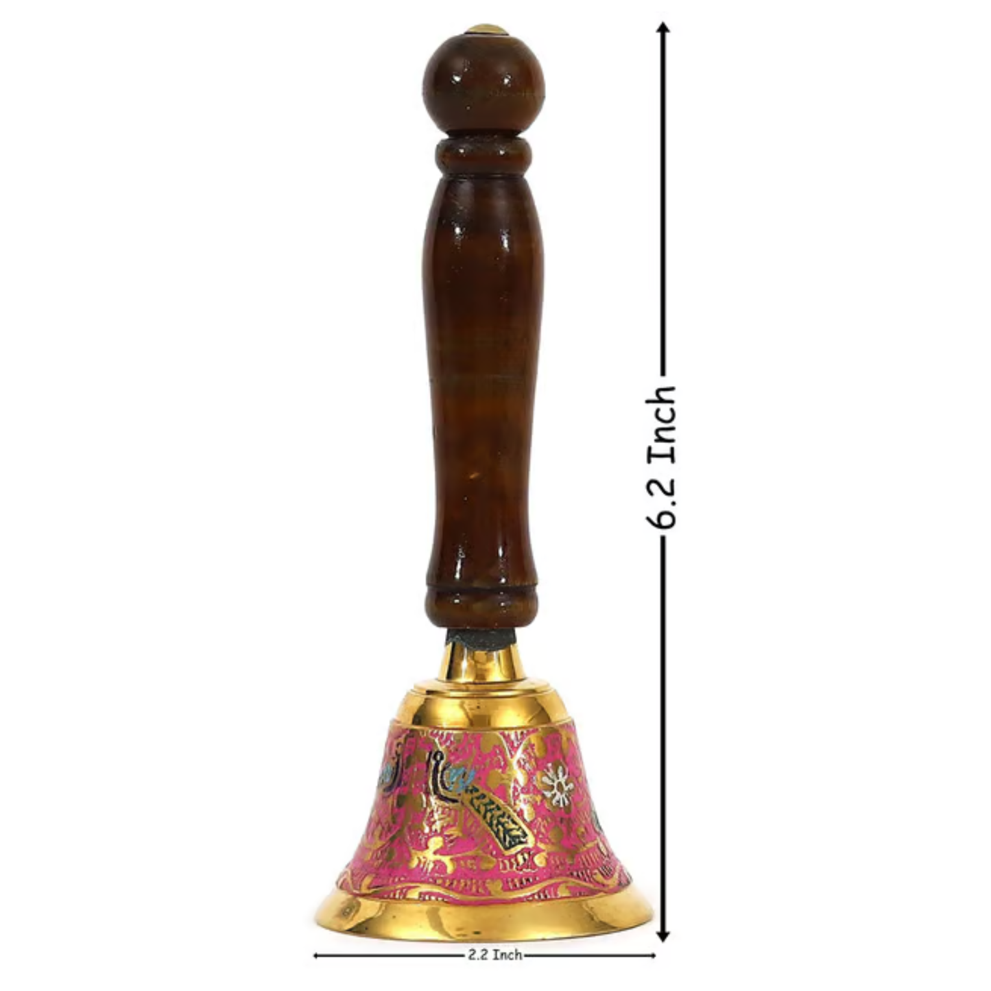 Brass Pooja Hand Bell, Ghanti - 2.2*2.2*6.2 inch