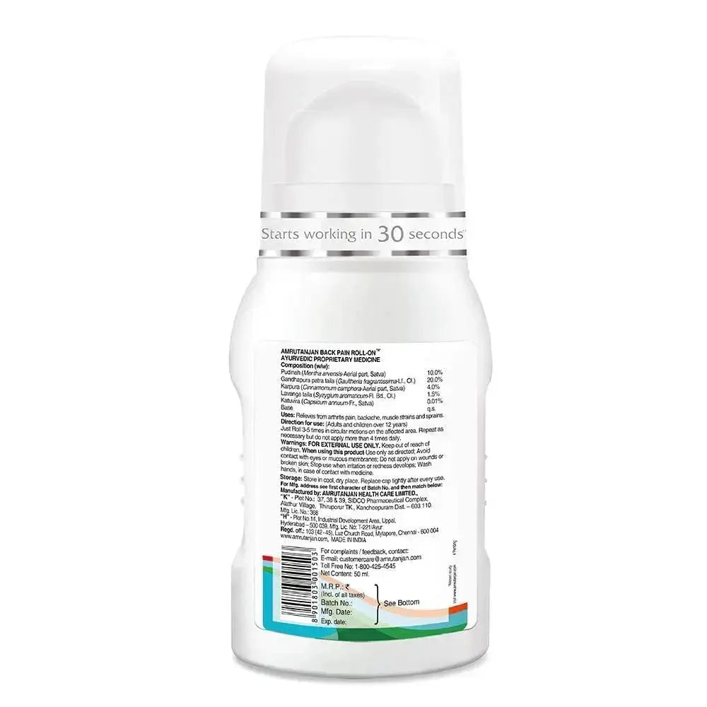 Amrutanjan Back Pain Roll-On – 50ml Each (Pack of 2) | Fast Relief from Back, Muscle & Joint Pain V2deliver.com