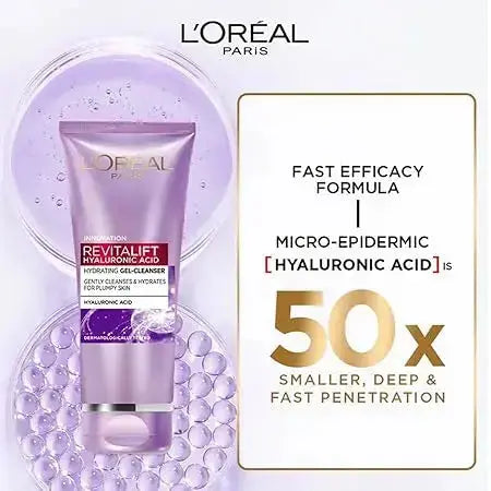 L’Oréal Paris Revitalift Hydrating Gel Cleanser 100 ml | Gentle Gel with Hyaluronic Acid for Plump, Glowing Skin - Sellzova
