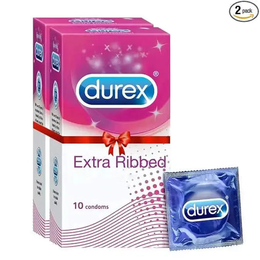 Durex Extra Ribbed Condoms 20 Count | 10s Pack of 2 | Textured for Enhanced Pleasure V2deliver.com