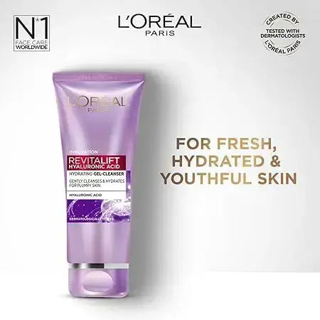 L’Oréal Paris Revitalift Hydrating Gel Cleanser 100 ml | Gentle Gel with Hyaluronic Acid for Plump, Glowing Skin - Sellzova