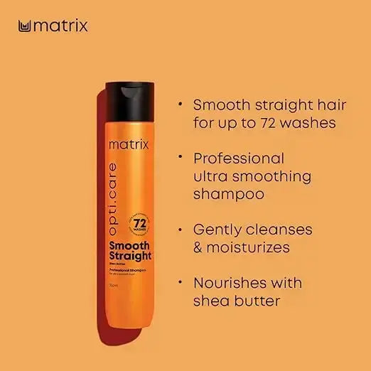 Matrix Opti.Care Smooth Straight Professional Shampoo 350 ml | Shea Butter Anti‑Frizz Formula - Sellzova