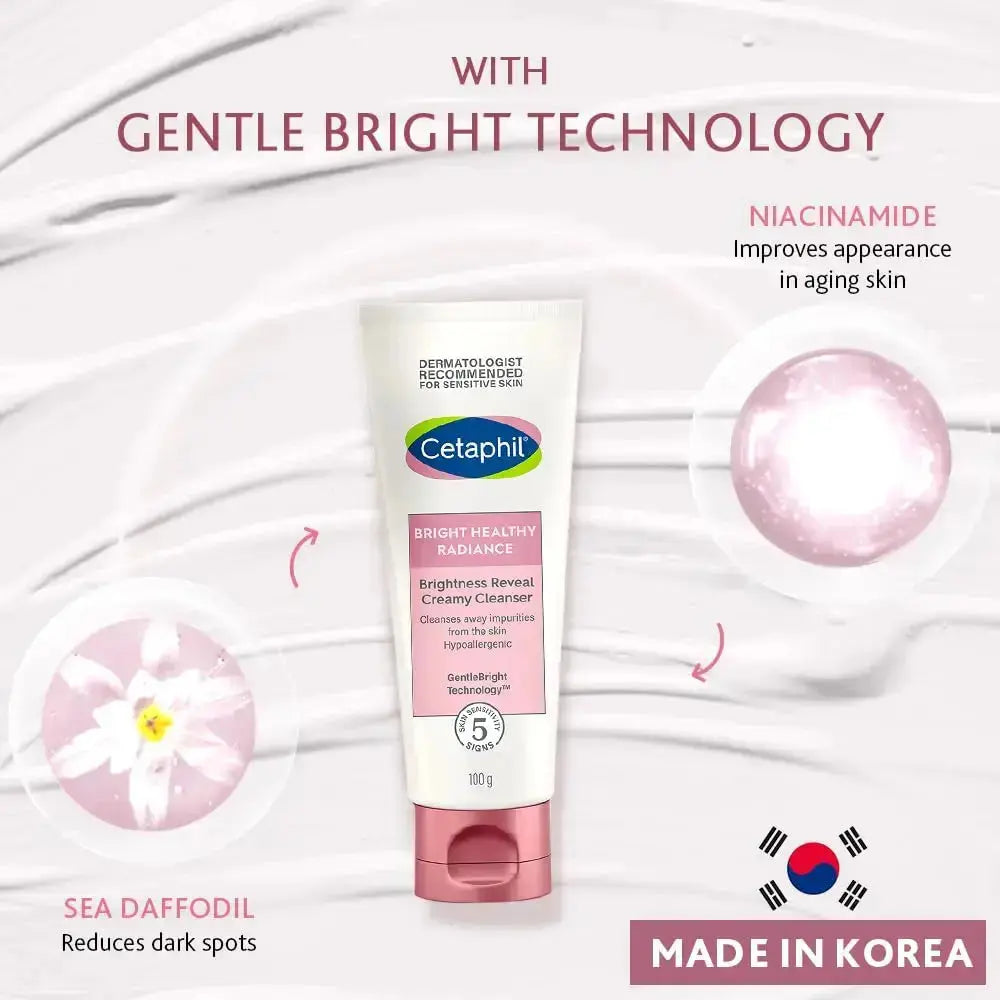 Cetaphil Brightness Reveal Creamy Cleanser 100ml (Pack of 2) | Gentle Skin Brightening Face Wash with Niacinamide & White Sea Daffodil - Sellzova