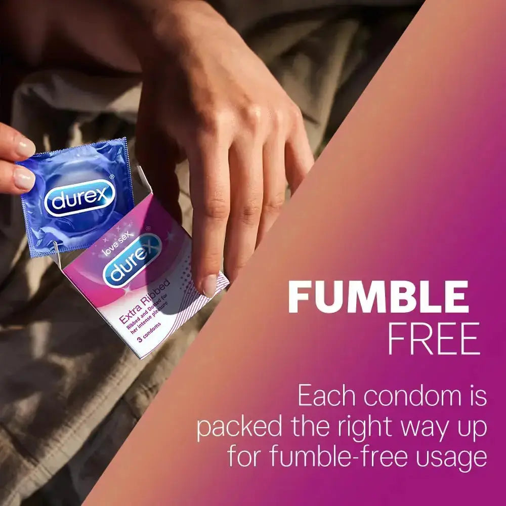 Durex Extra Ribbed Condoms 20 Count | 10s Pack of 2 | Textured for Enhanced Pleasure V2deliver.com