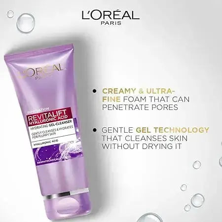 L’Oréal Paris Revitalift Hydrating Gel Cleanser 100 ml | Gentle Gel with Hyaluronic Acid for Plump, Glowing Skin - Sellzova
