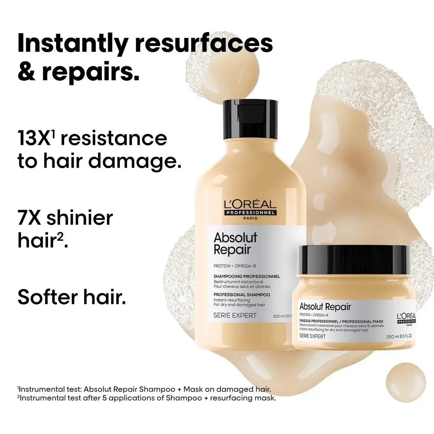 L'Oreal Professionnel Absolut Repair Shampoo 300ml & Hair Mask 250g – Intense Repair Combo for Damaged Hair - Sellzova