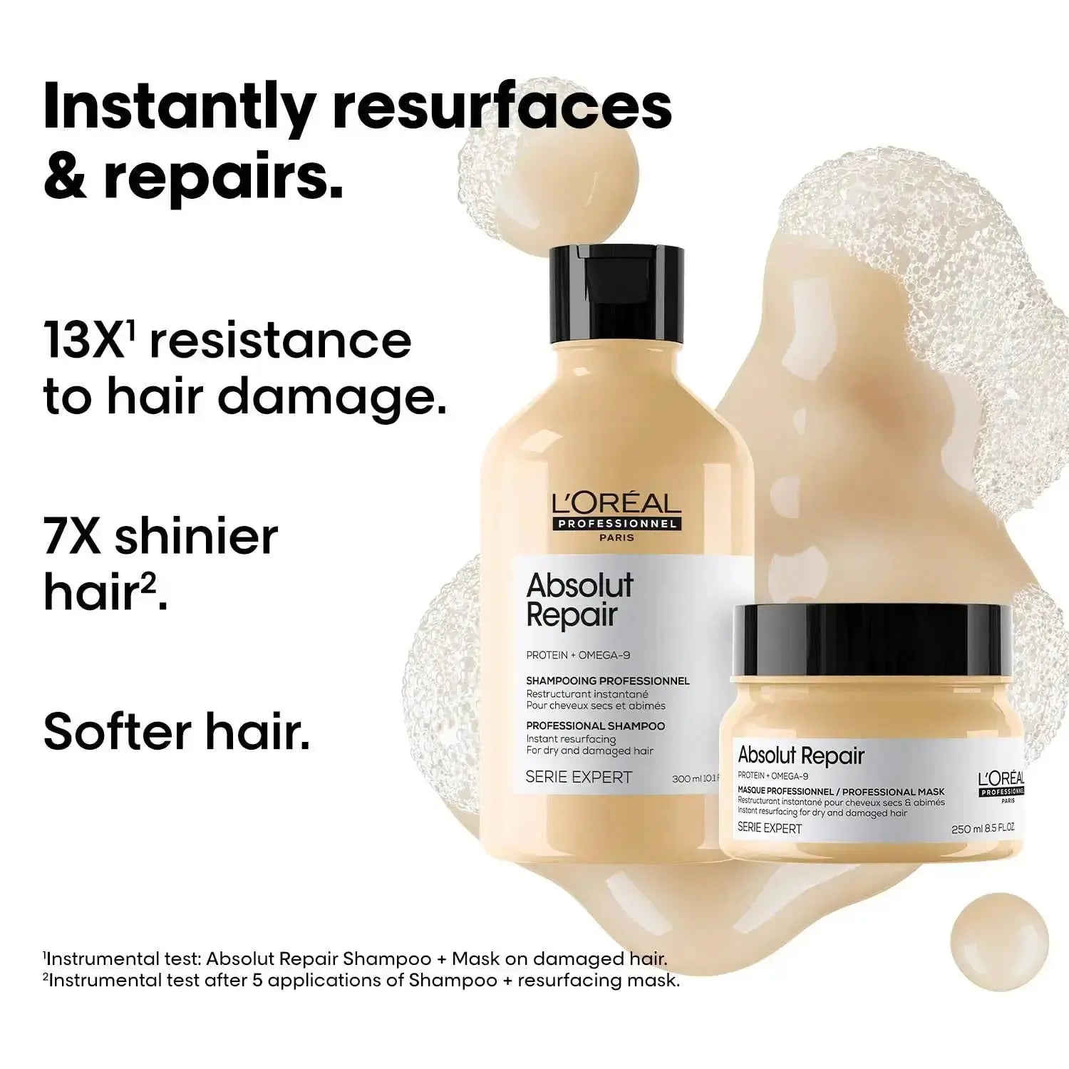 L'Oreal Professionnel Absolut Repair Shampoo 300ml & Hair Mask 250g – Intense Repair Combo for Damaged Hair - Sellzova