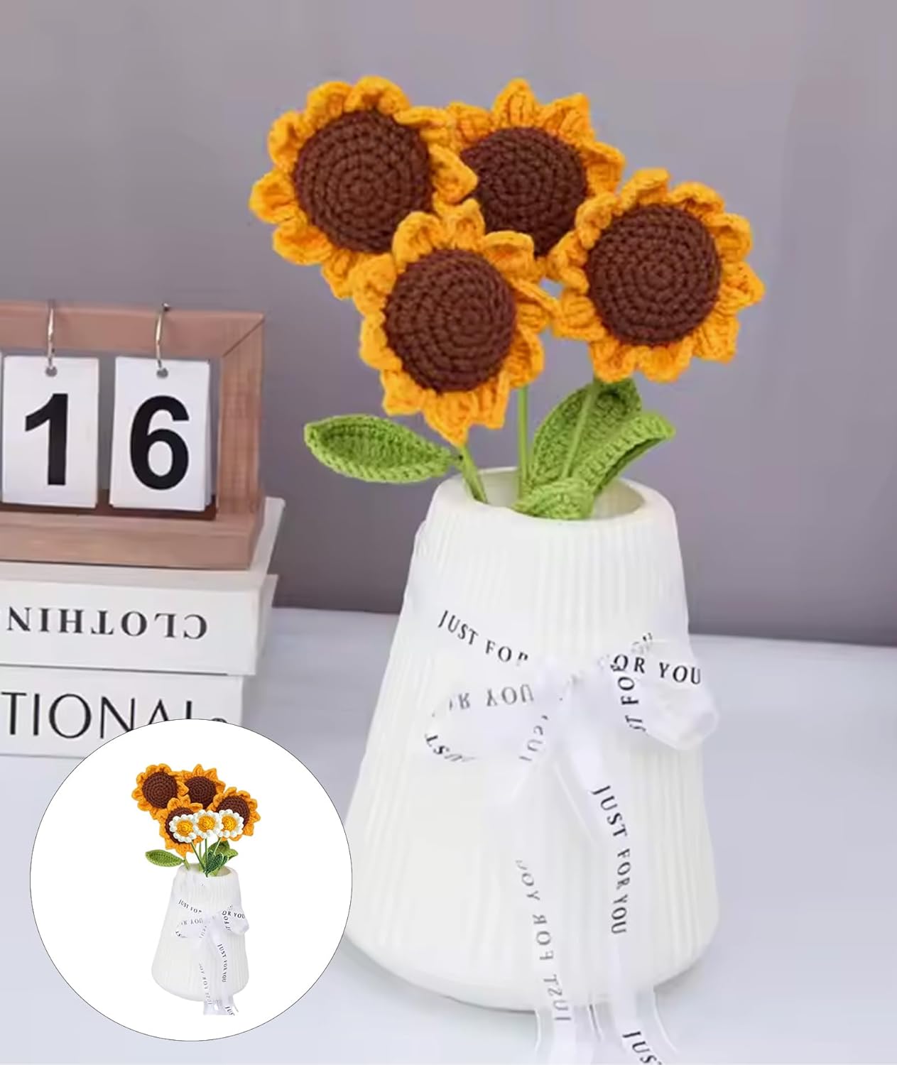 7PCS Crochet Sunflower Bouquet