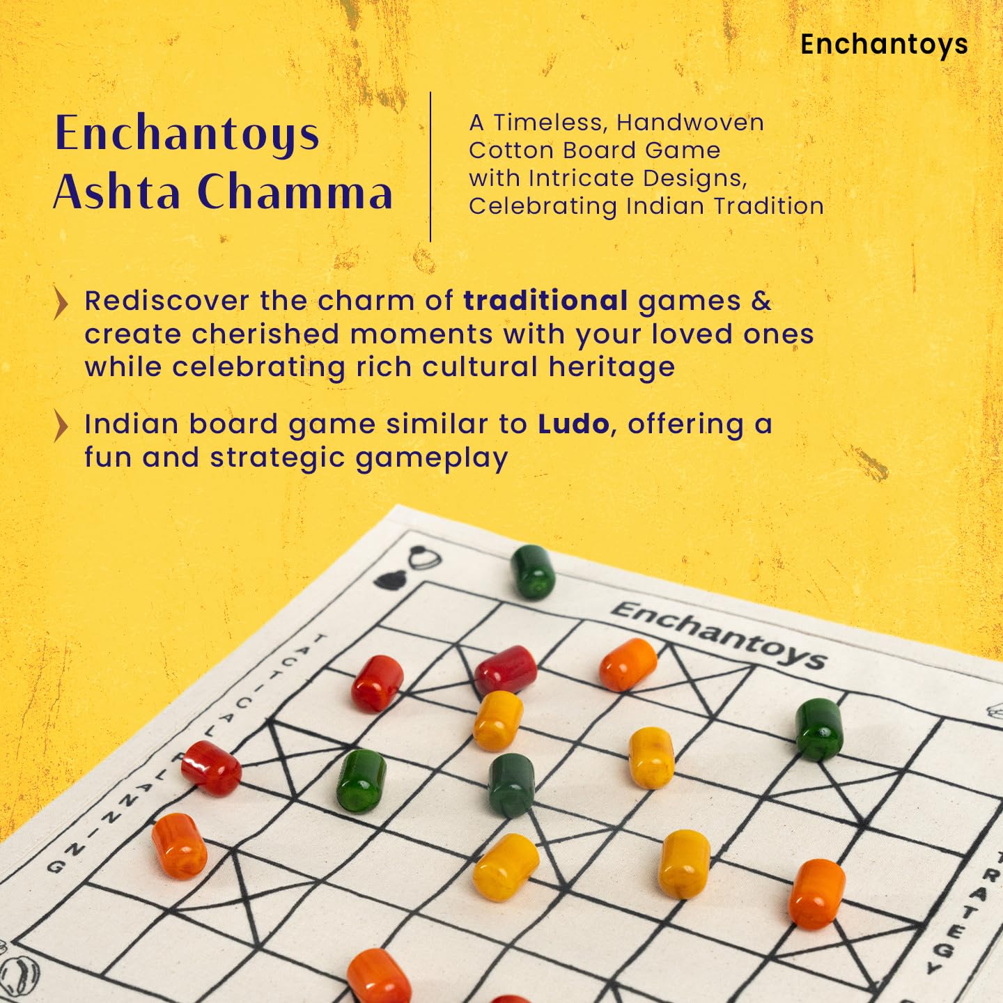 Ashta Chamma Cotton Fabric Board Game- Yellow