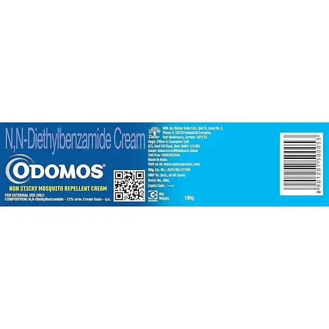 Dabur Odomos Mosquito Repellent Cream 50g – Non-Sticky with Vitamin E & Almond V2deliver.com