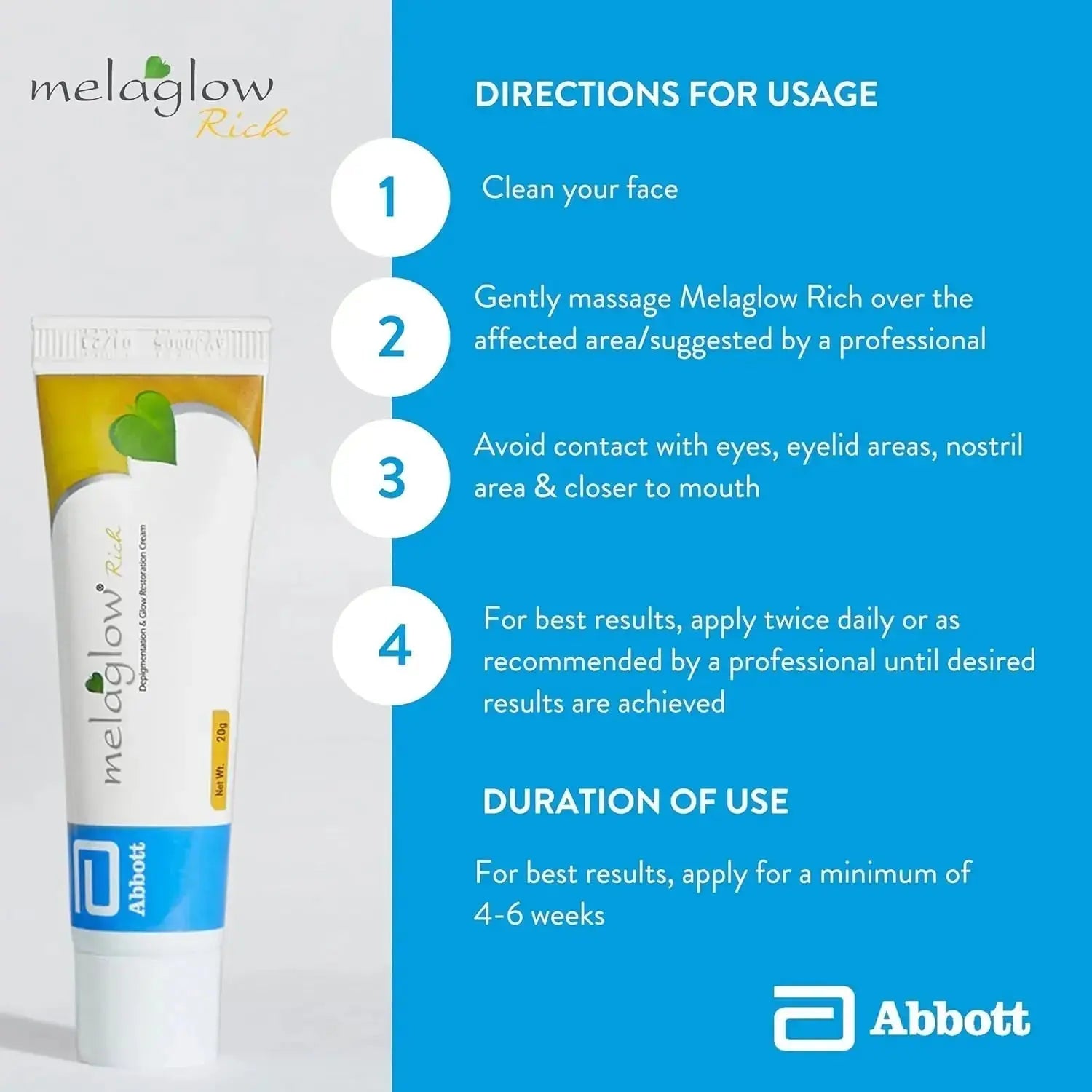 Melaglow Rich Cream 20g – Skin Brightening & Hyperpigmentation Cream - Sellzova
