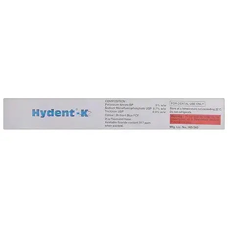 Hydent-K Toothpaste for Sensitive Teeth 100gm | Medicated Oral Gel with Fluoride | Relief from Tooth Sensitivity & Cavity Protection - Sellzova