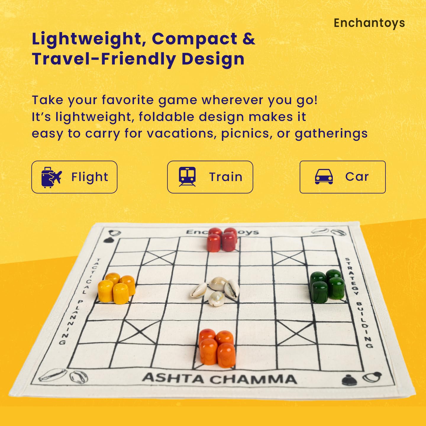 Ashta Chamma Cotton Fabric Board Game- Yellow