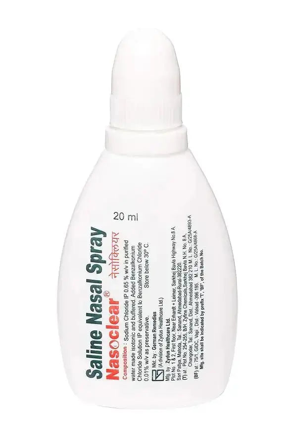 Nasoclear Saline Nasal Spray 20ml – Pack of 2 | Non-Medicated Relief for Cold, Congestion & Allergies - Sellzova