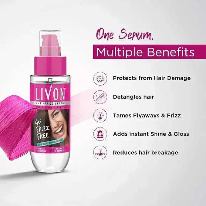 Livon Hair Serum for Women & Men – 100ml | Smooth, Frizz-Free & Glossy Finish for All Hair Types - Sellzova