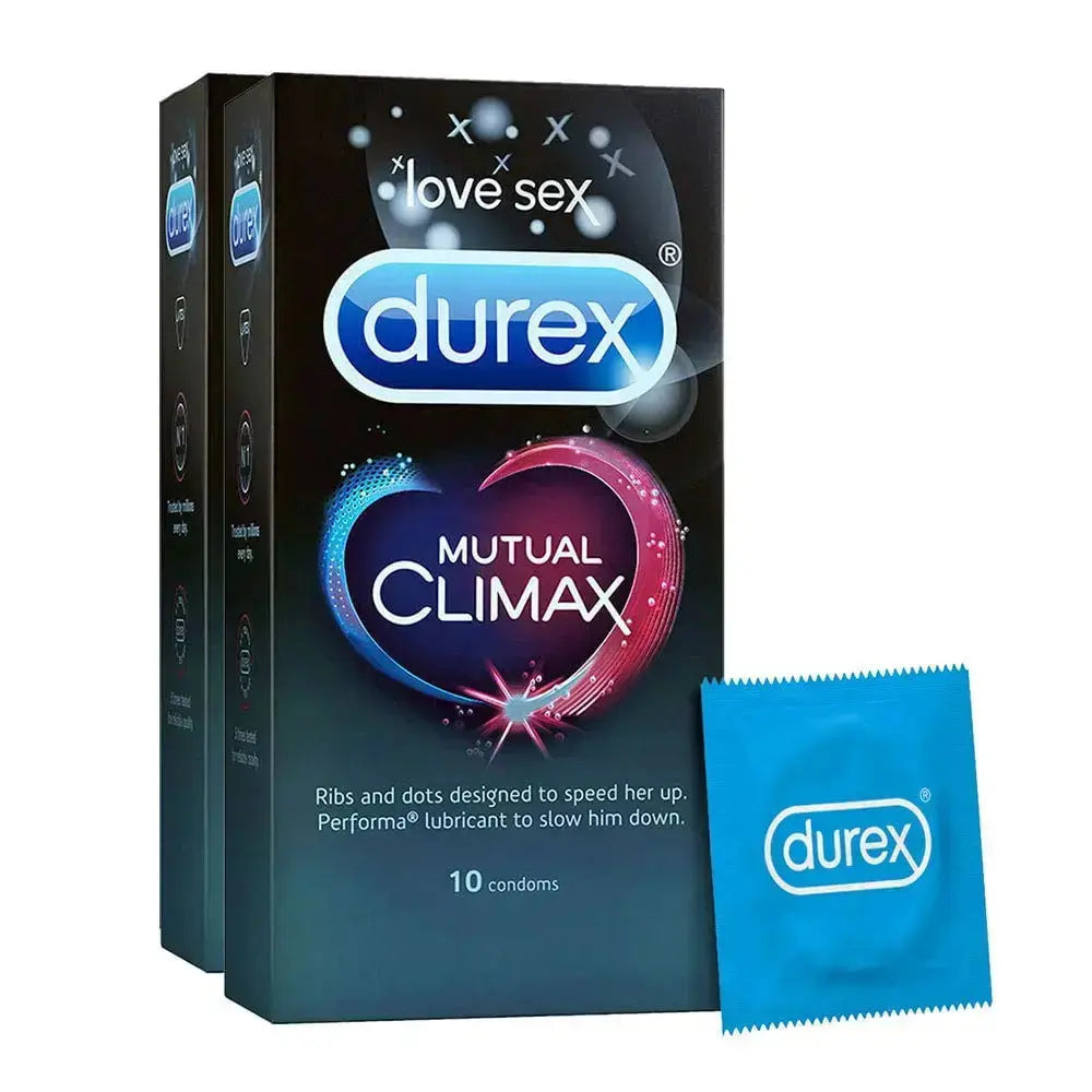 Durex Mutual Climax Dotted & Ribbed Condoms – 10 Count (Pack of 2) | Climax Delay for Men & Enhanced Sensation for Women V2deliver.com