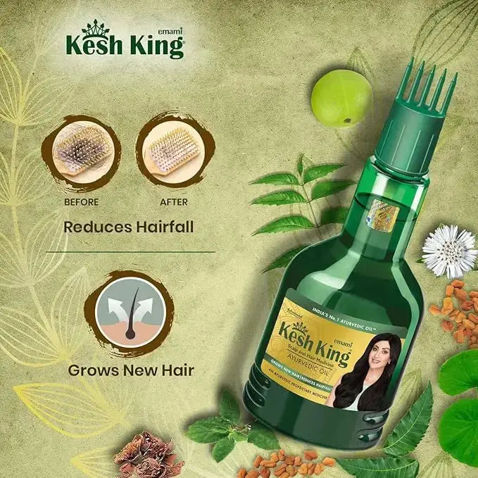 Kesh King Ayurvedic Hair Oil 300ml | Anti-Hair Fall Oil with 21 Herbs for Strong, Thick & Healthy Hair - Sellzova