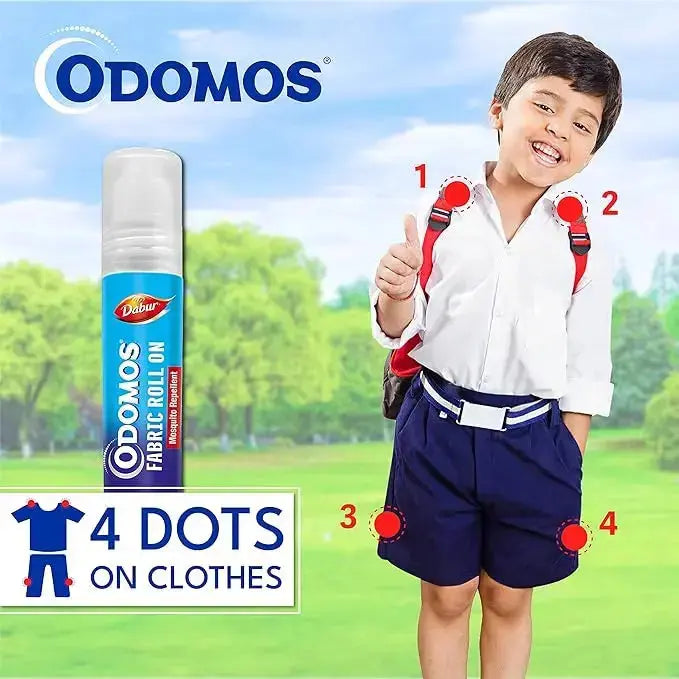 Odomos Mosquito Repellent Fabric Roll-On 8ml (Pack of 2) – Natural Protection for Kids & Adults - Sellzova