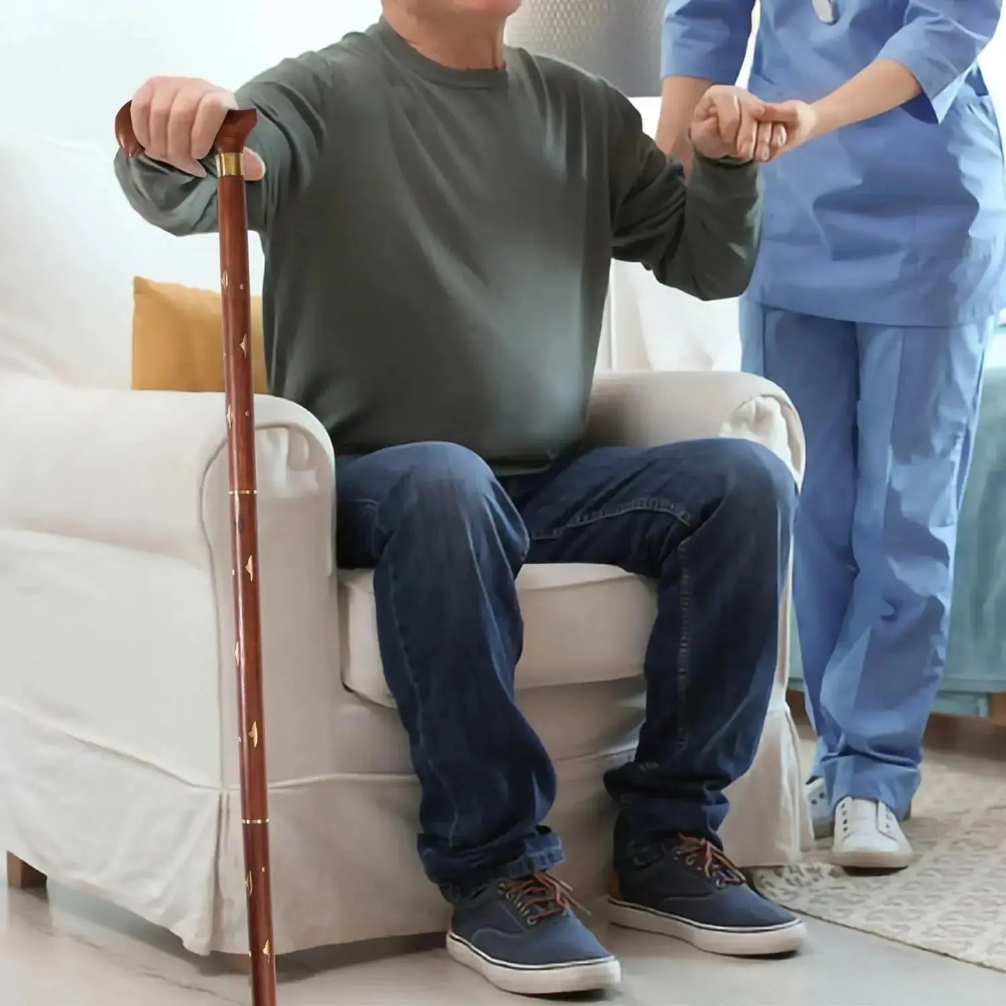 Walking Stick for Seniors | Orthopedic Cane with Rubber Tip | Handcrafted Mobility Support - Sellzova