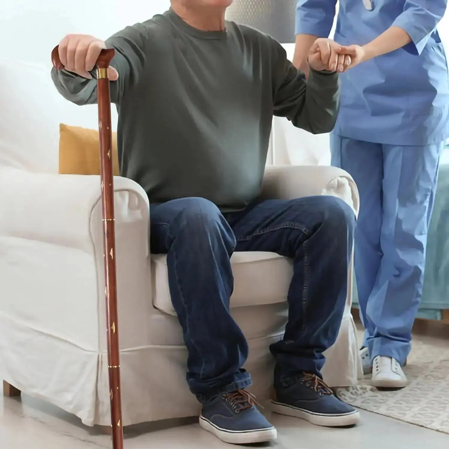 Walking Stick for Seniors | Orthopedic Cane with Rubber Tip | Handcrafted Mobility Support - Sellzova