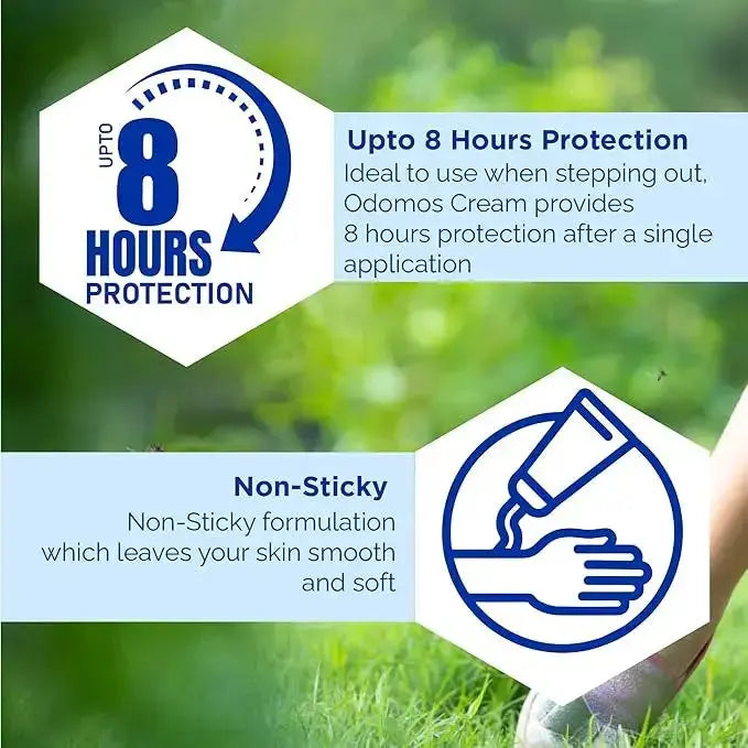 Dabur Odomos Mosquito Repellent Cream 50g – Non-Sticky with Vitamin E & Almond V2deliver.com