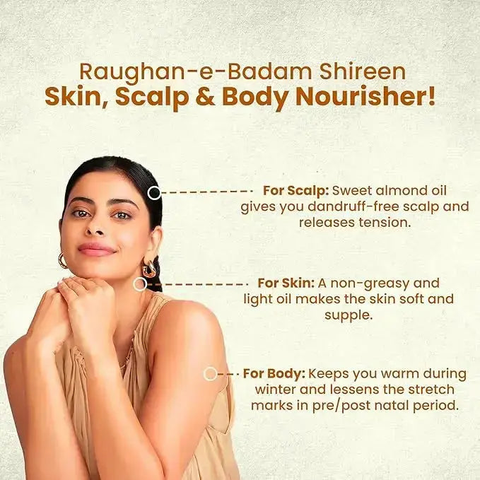 Hamdard Raughan-E-Badam Shireen 25ml (Pack of 3) | Natural Sweet Almond Oil for Skin, Hair & Body Wellness - Sellzova