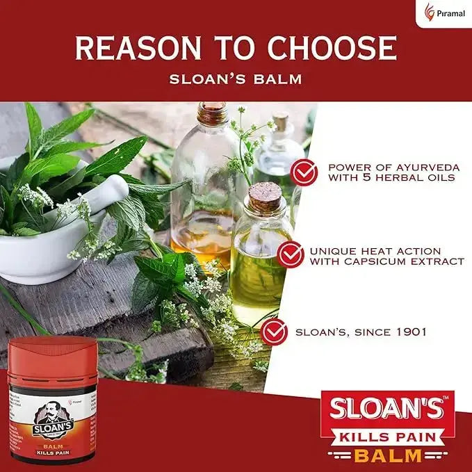 Sloan’s Balm 20 g | Herbal Pain Relief Balm with Capsicum & Ayurvedic Oils | For Muscle, Joint & Neck Pain - Sellzova