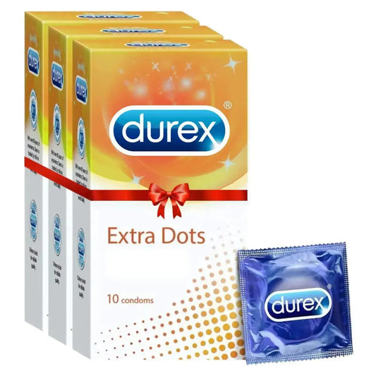 Durex Extra Dotted Condoms for Men – Ribbed & Dotted | 10 Count (Pack of 3) V2deliver.com