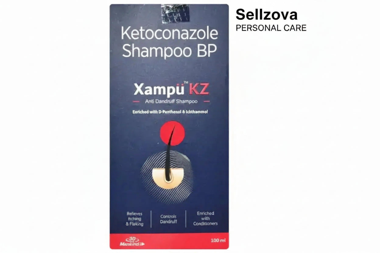 Xampu KZ Ketoconazole Shampoo BP packaging on a white background