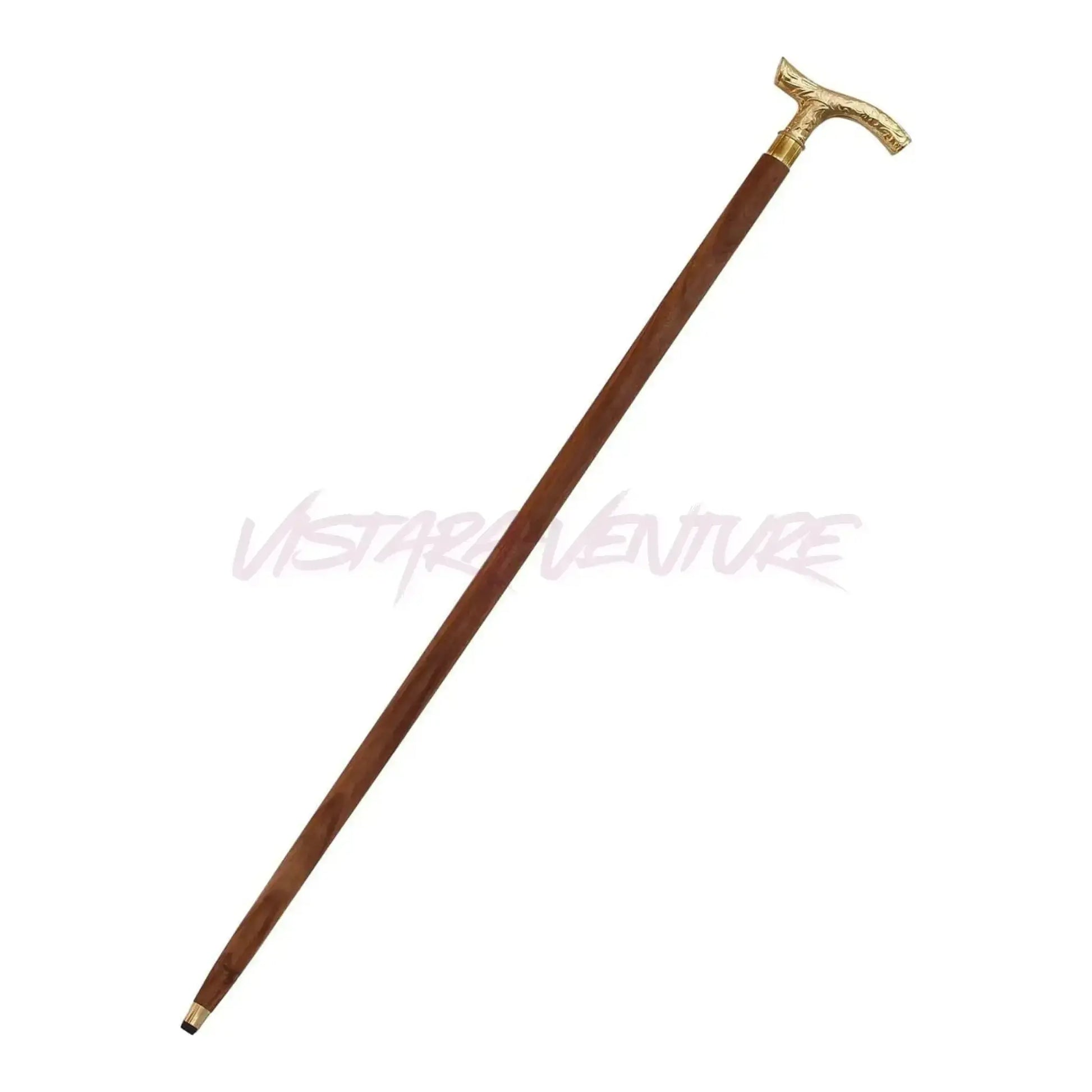 Walking Cane with Brass Handle – Handmade 36" Wooden Walking Stick for Men & Women – brass handle walking stick - Sellzova