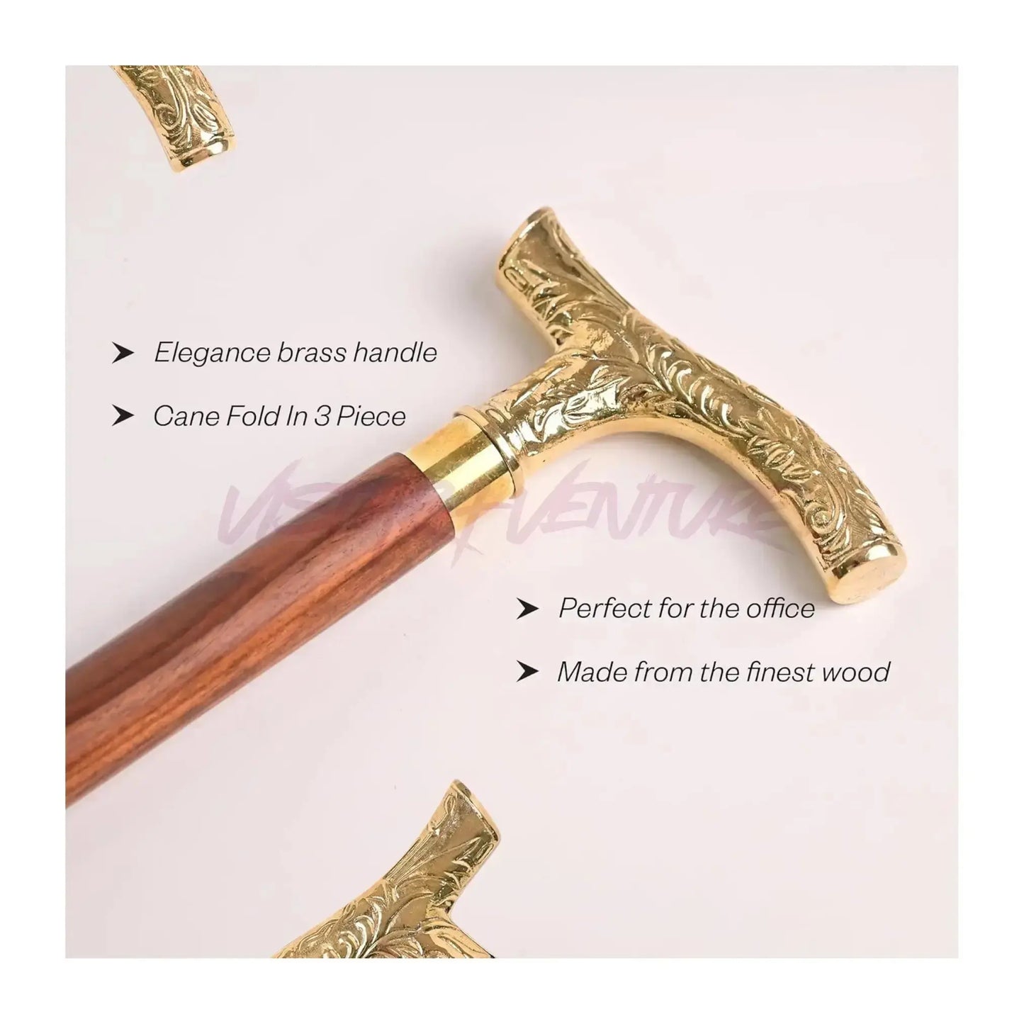 Walking Cane with Brass Handle – Handmade 36" Wooden Walking Stick for Men & Women – brass handle walking stick - Sellzova