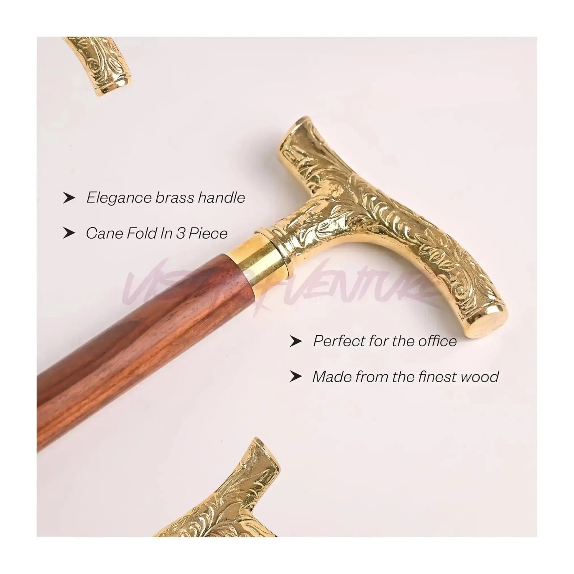 Walking Cane with Brass Handle – Handmade 36" Wooden Walking Stick for Men & Women – brass handle walking stick - Sellzova