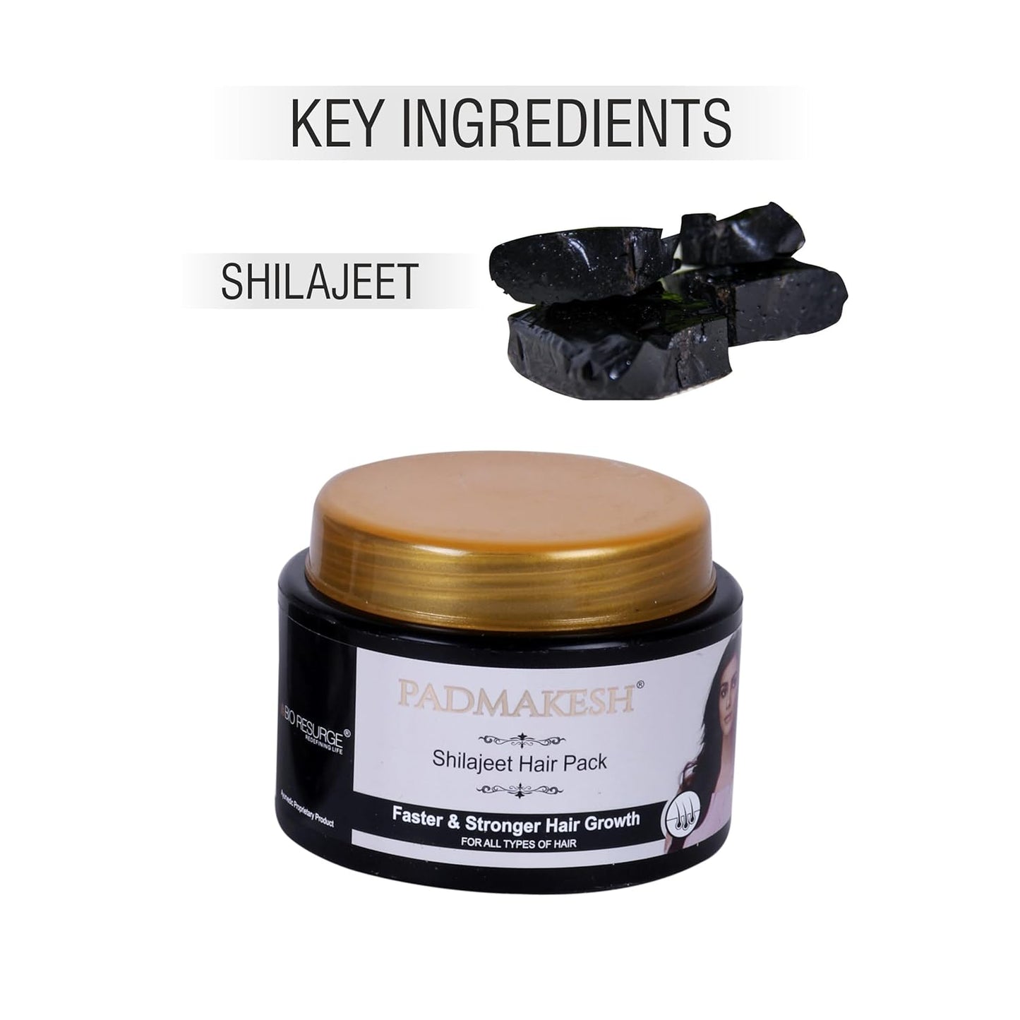 BIO RESURGE LIFE Padmakesh Shilajit Natural Hair Pack (75 gm)