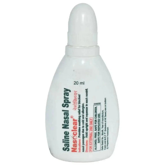 Nasoclear Saline Nasal Spray 20ml – Pack of 2 | Non-Medicated Relief for Cold, Congestion & Allergies - Sellzova