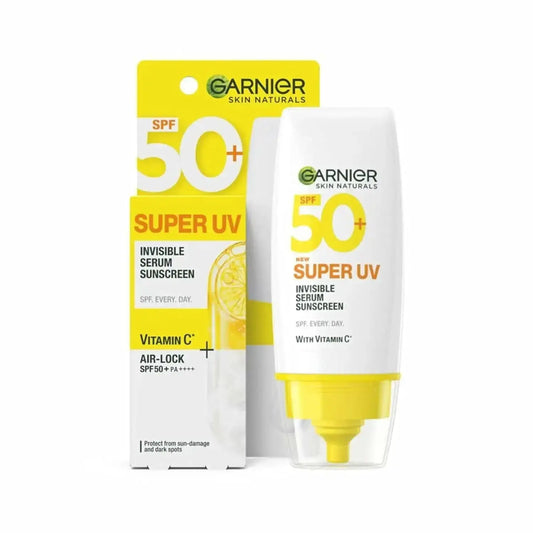 Garnier Super UV Invisible Serum Sunscreen SPF 50 PA++++ UVA/B for Broad Spectrum | Lightweight with Vitamin C | No White Cast | For All Skin Types (Oily, Dry, Acne-prone) | For Men & Women 30ml V2deliver.com