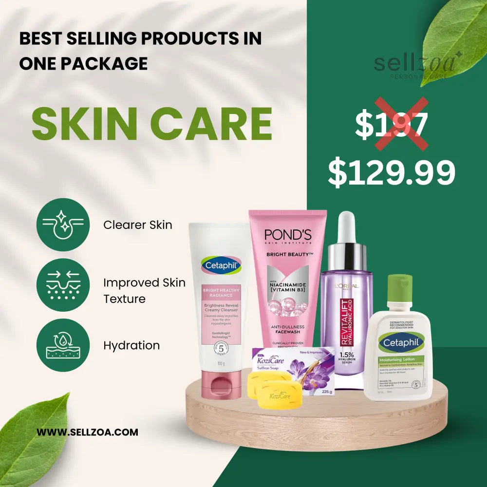 Daily Skincare Essentials Bundle – Cleanser, Moisturizer, Face Wash, Serum & Soap Set Sellzoa