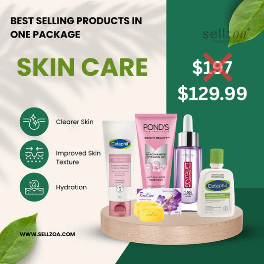 Daily Skincare Essentials Bundle – Cleanser, Moisturizer, Face Wash, Serum & Soap Set Sellzoa