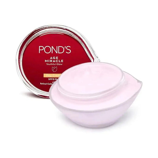 Pond's Age Miracle Youthful Glow Day Cream with SPF 15 PA++, Anti-Ageing Cream, With 10% Retinol-Collagen B3 Complex, Reduce Fine Lines & Combat Sagging Skin, 50g - Sellzova