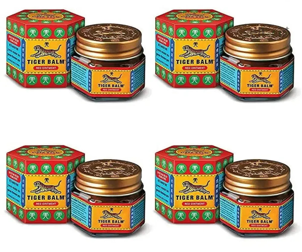 Tiger Balm Red Ointment 9ml (Pack of 4) | Herbal Pain Relief Balm for Headaches, Muscle Pain & Backaches Sellzoa